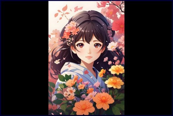Download Japanese Cute Anime with Flowers - Japanese cute Collection