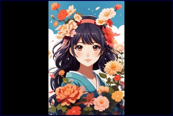 Download Japanese Cute Anime with Flowers - Japanese cute Collection