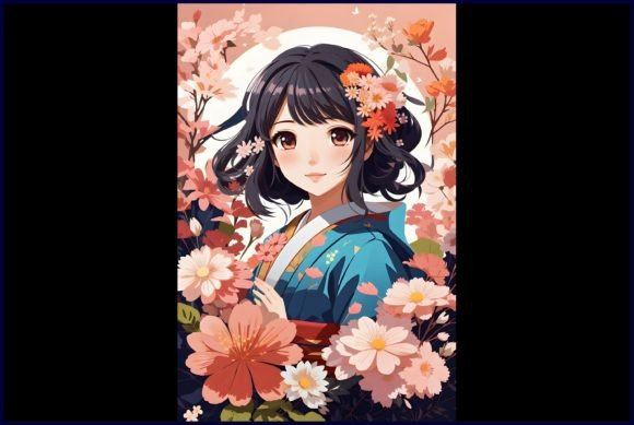 Download Japanese Cute Anime with Flowers - Japanese cute Collection
