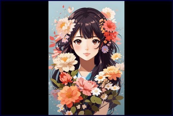 Download Japanese Cute Anime with Flowers - Japanese cute Collection